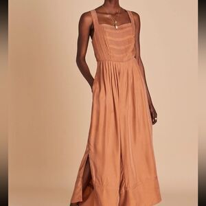 Sancia Soren wide leg cupro straps romper pleated jumpsuit cropped size XS